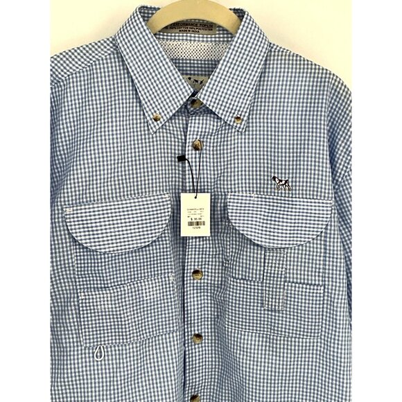 Chancellors Men's Fishing Shirt Light Blue Gingham Short Sleeve Button-Down Pock - Picture 4 of 11